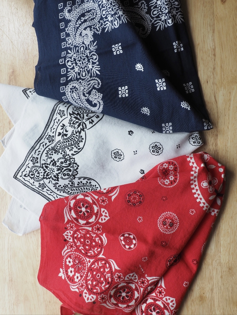 USA Vintage Bandanas Paris RN 13960 Colorfast Cotton Selvedge Red White Blue